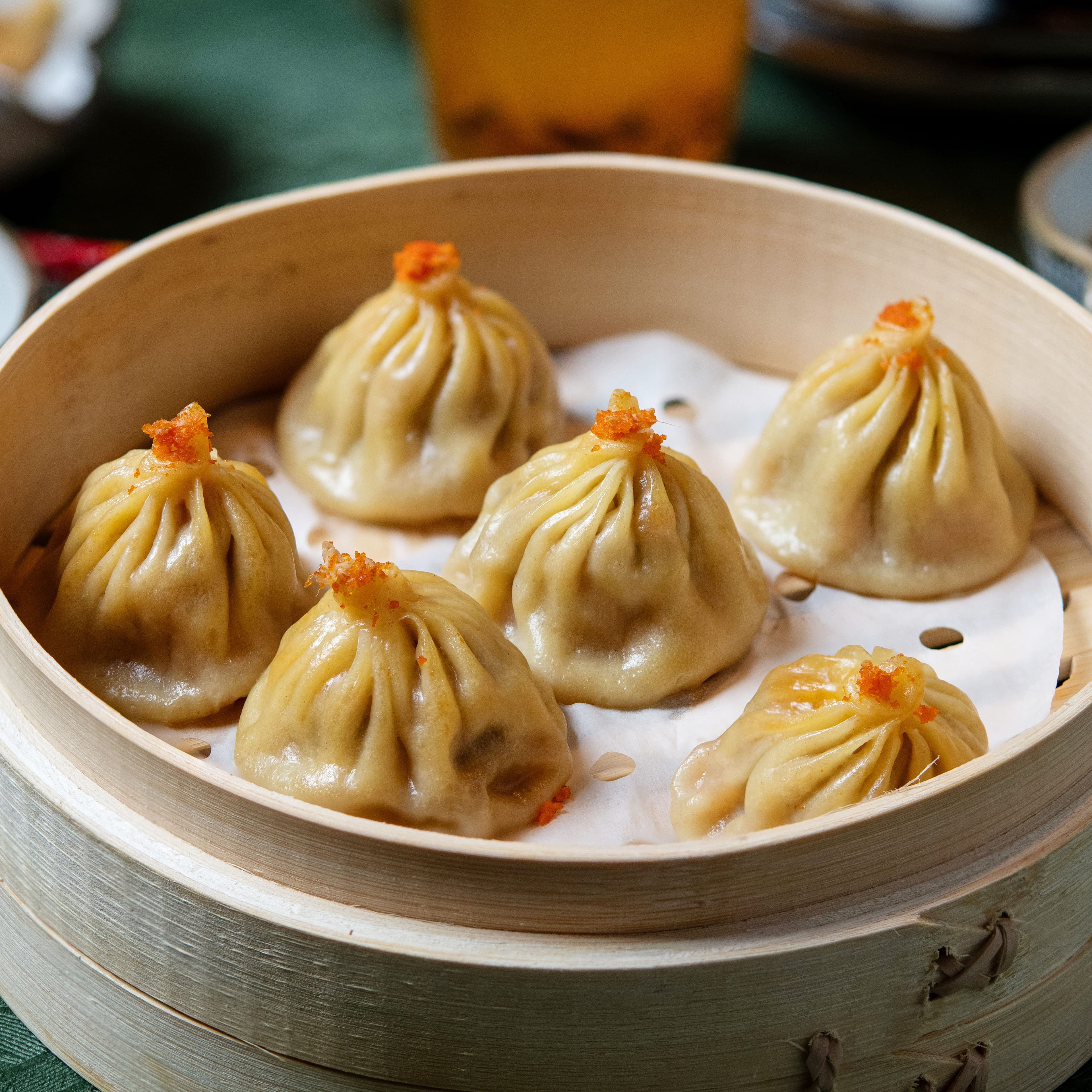 Roast Duck & Crab Roe Soup Dumplings (烤鸭蟹黄汤包)